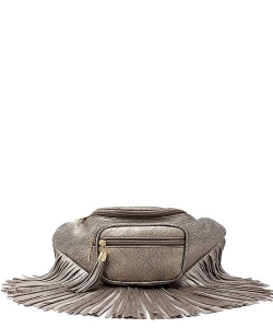 Designer Chic Fringe Waist Bag KL088 PEWTER